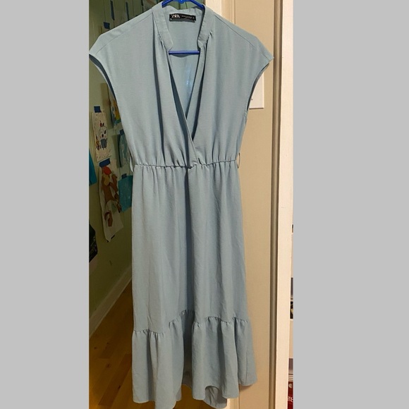 ZARA hi-lo elastic waistline faux wrap top dress - Picture 4 of 9